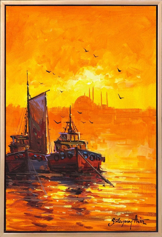 Altın Saatte Yağlı Boya Tablosu