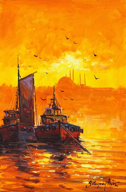 Altın Saatte Yağlı Boya Tablosu