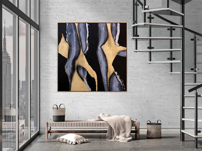 Siyah ve Gold Geçişler Siparişe Özel Soyut Yağlı Boya Tablo