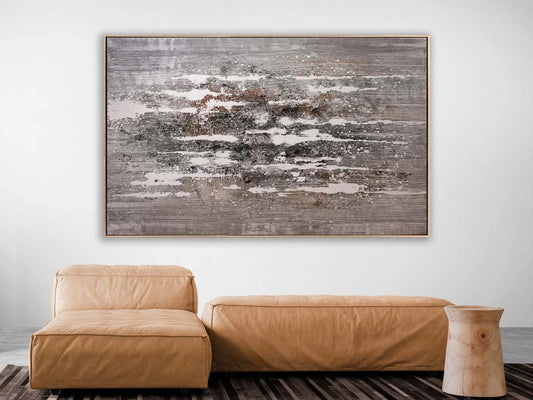 Vizon ve Bej Siparişe Özel Soyut Yağlı Boya Tablo