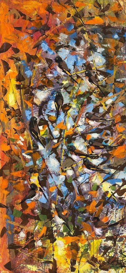 Altın Yaprakların Ardında Yağlı Boya Tablosu