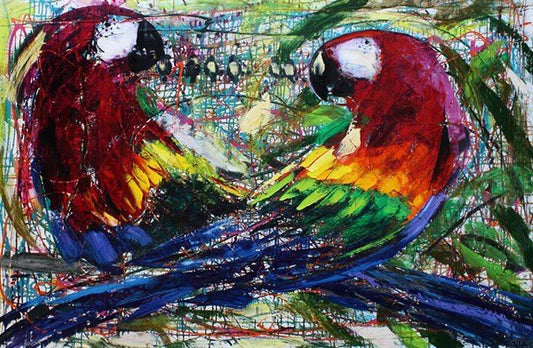 Amazon Papağanları Yağlı Boya Tablosu