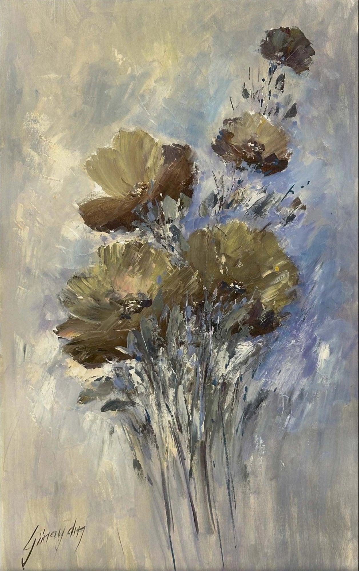 Anemon Çiçeği Yağlı Boya Tablosu