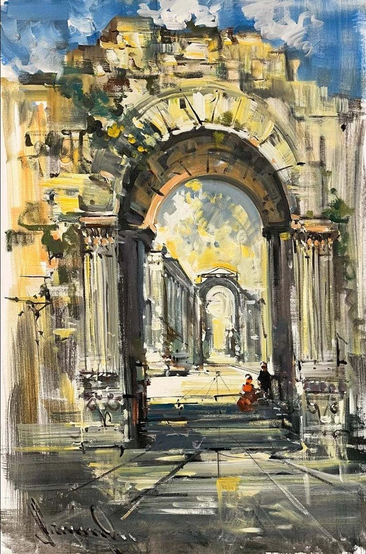 Antik Şehirde Gezi Yağlı Boya Tablosu