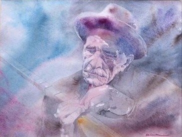 Aşık Veysel | Sulu Boya Tablo