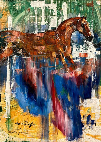 Renkli Rüyalarda At Yağlı Boya Tablosu