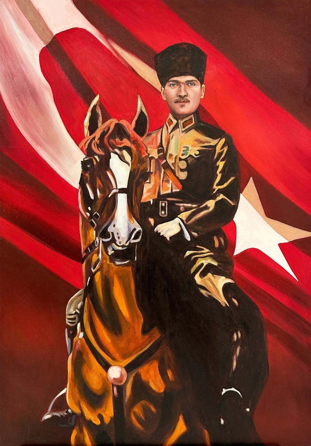 Atatürk'ün Vatan Sevgisi Yağlı Boya Tablosu