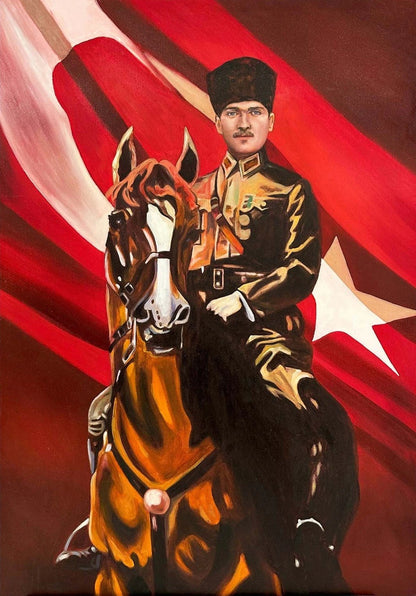 Atatürk'ün Vatan Sevgisi Yağlı Boya Tablosu