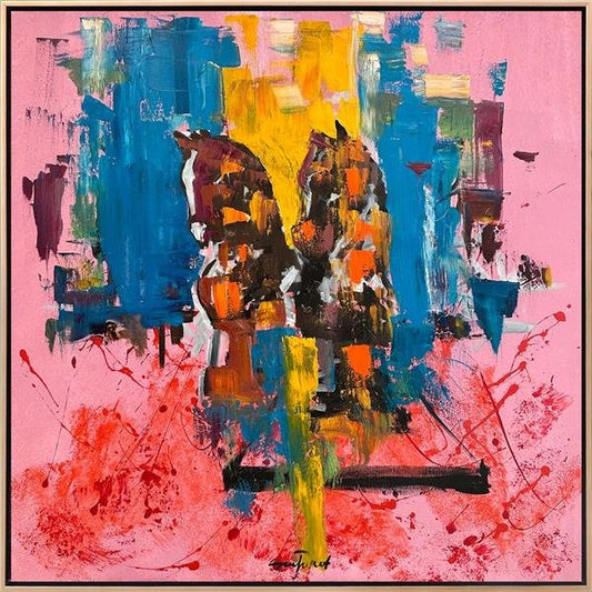 Atların Renkli Serüveni Yağlı Boya Tablosu