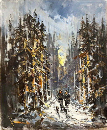 Av ve Kışın Gölgeler Yağlı Boya Tablosu