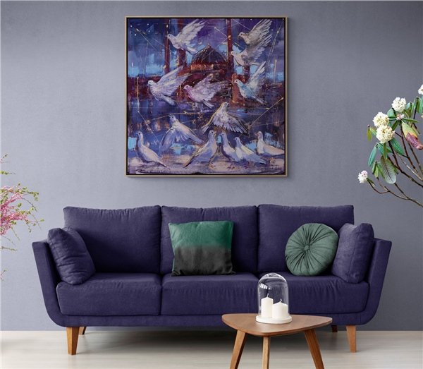 Kuşların Ayasofya Dansı Yağlı Boya Tablosu