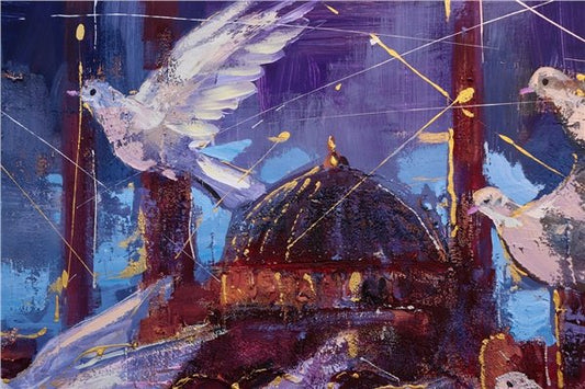 Kuşların Ayasofya Dansı Yağlı Boya Tablosu