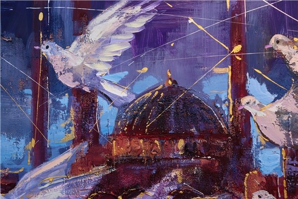 Kuşların Ayasofya Dansı Yağlı Boya Tablosu