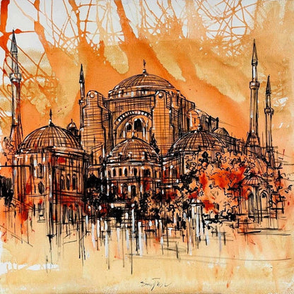 Ayasofya'nın Işığında Yağlı Boya Tablosu