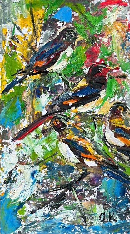 Baharın Kuşları Yağlı Boya Tablosu