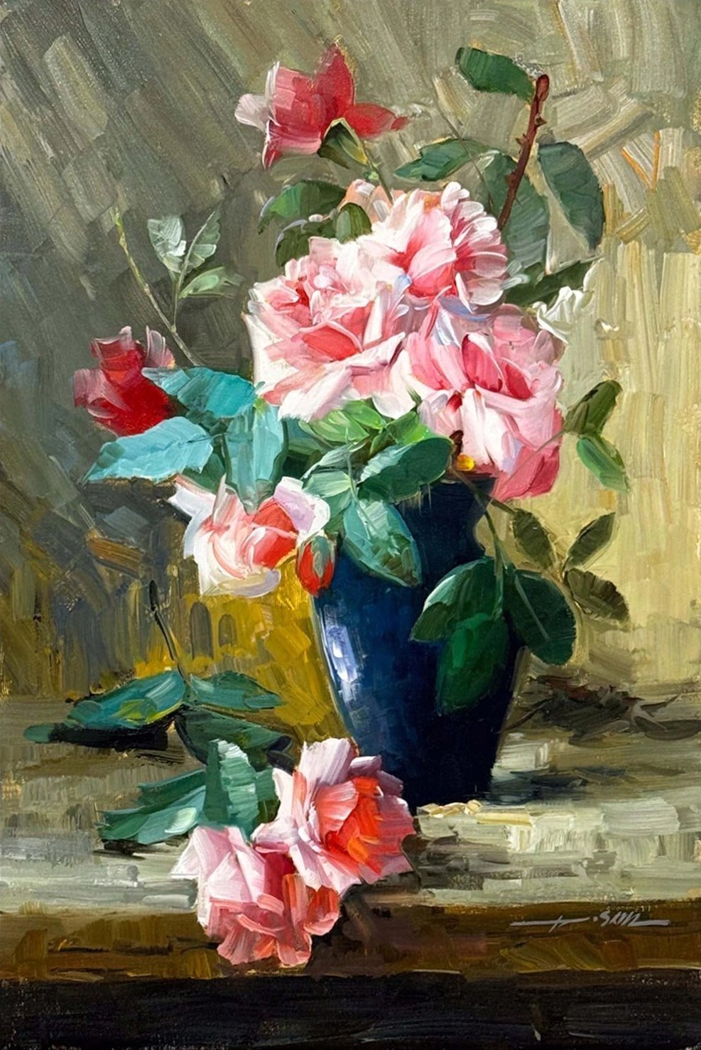 Baharın Son Gülleri Yağlı Boya Tablosu