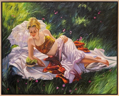 Bahçede Huzur Yağlı Boya Tablosu