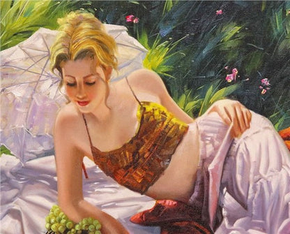 Bahçede Huzur Yağlı Boya Tablosu