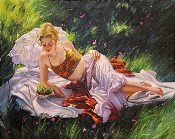 Bahçede Huzur Yağlı Boya Tablosu