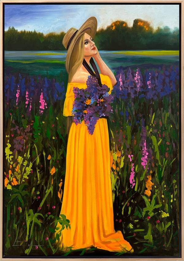 Bahçede Kadın Yağlı Boya Tablosu