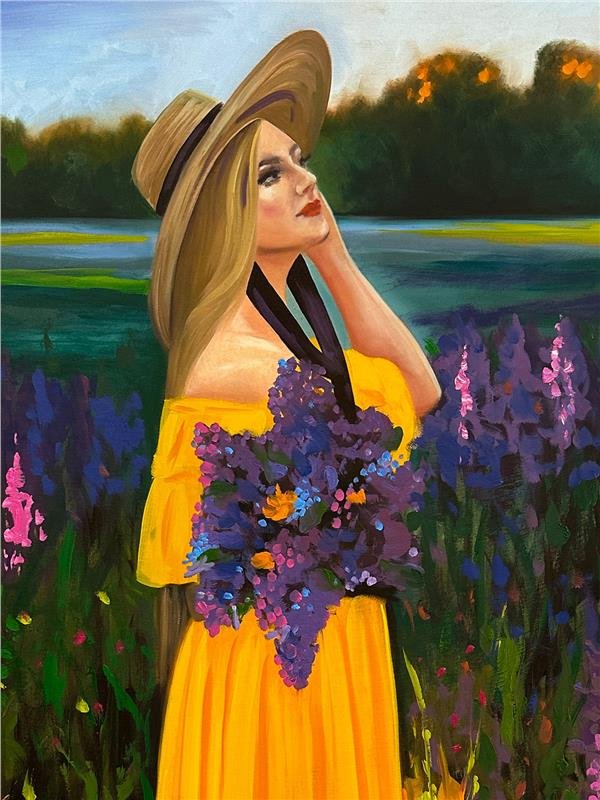 Bahçede Kadın Yağlı Boya Tablosu