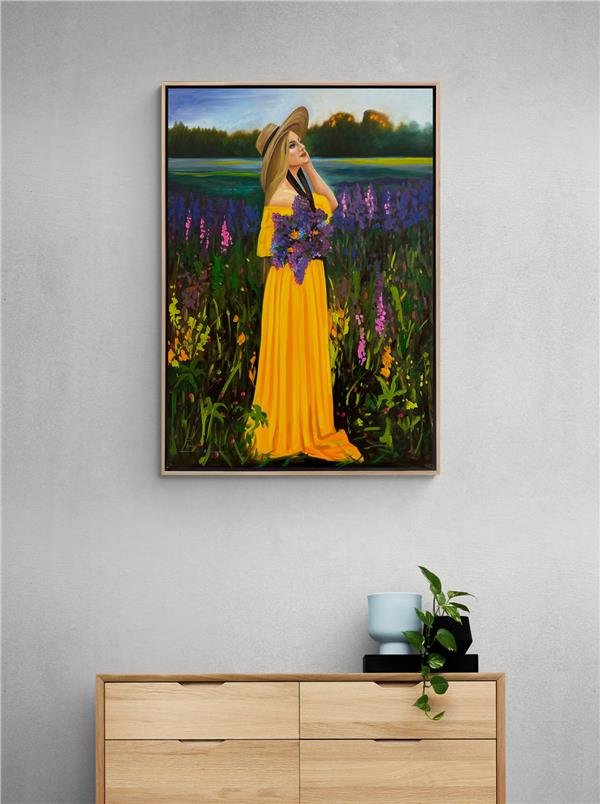 Bahçede Kadın Yağlı Boya Tablosu