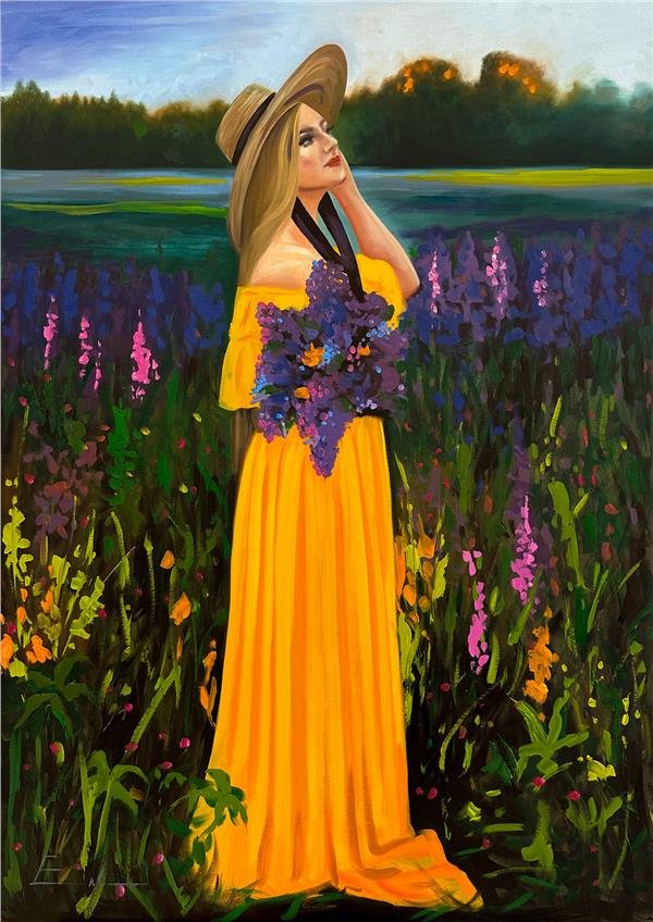 Bahçede Kadın Yağlı Boya Tablosu