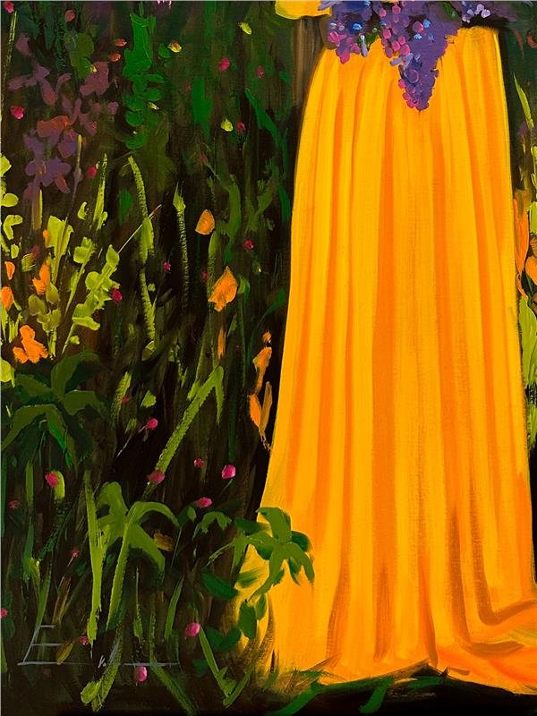 Bahçede Kadın Yağlı Boya Tablosu