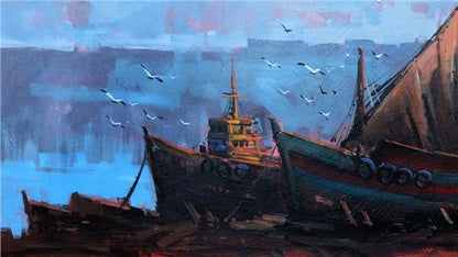 İstanbul'un Balıkçıları Yağlı Boya Tablosu