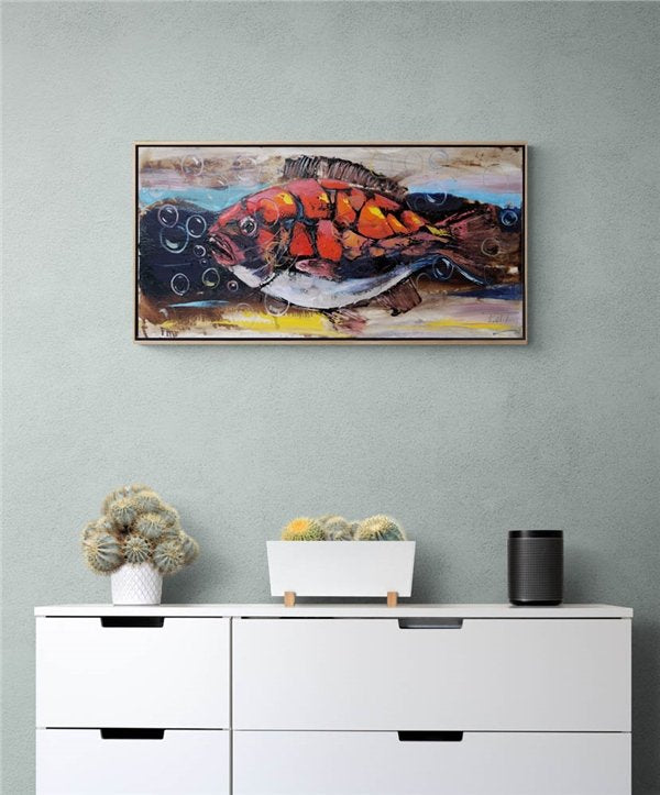 Baloncu Balık Yağlı Boya Tablosu