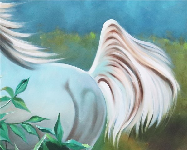 Beyaz Atın Koşusu Yağlı Boya Tablosu