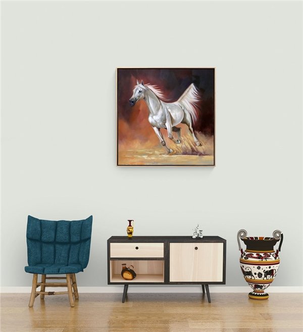 Atın Koşu Serüveni Yağlı Boya Tablosu