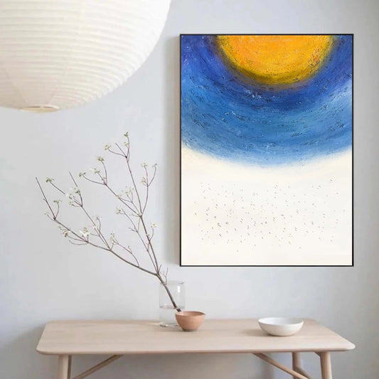 Beyaz Mavi Soyut Siparişe Özel Soyut Yağlı Boya Tablo