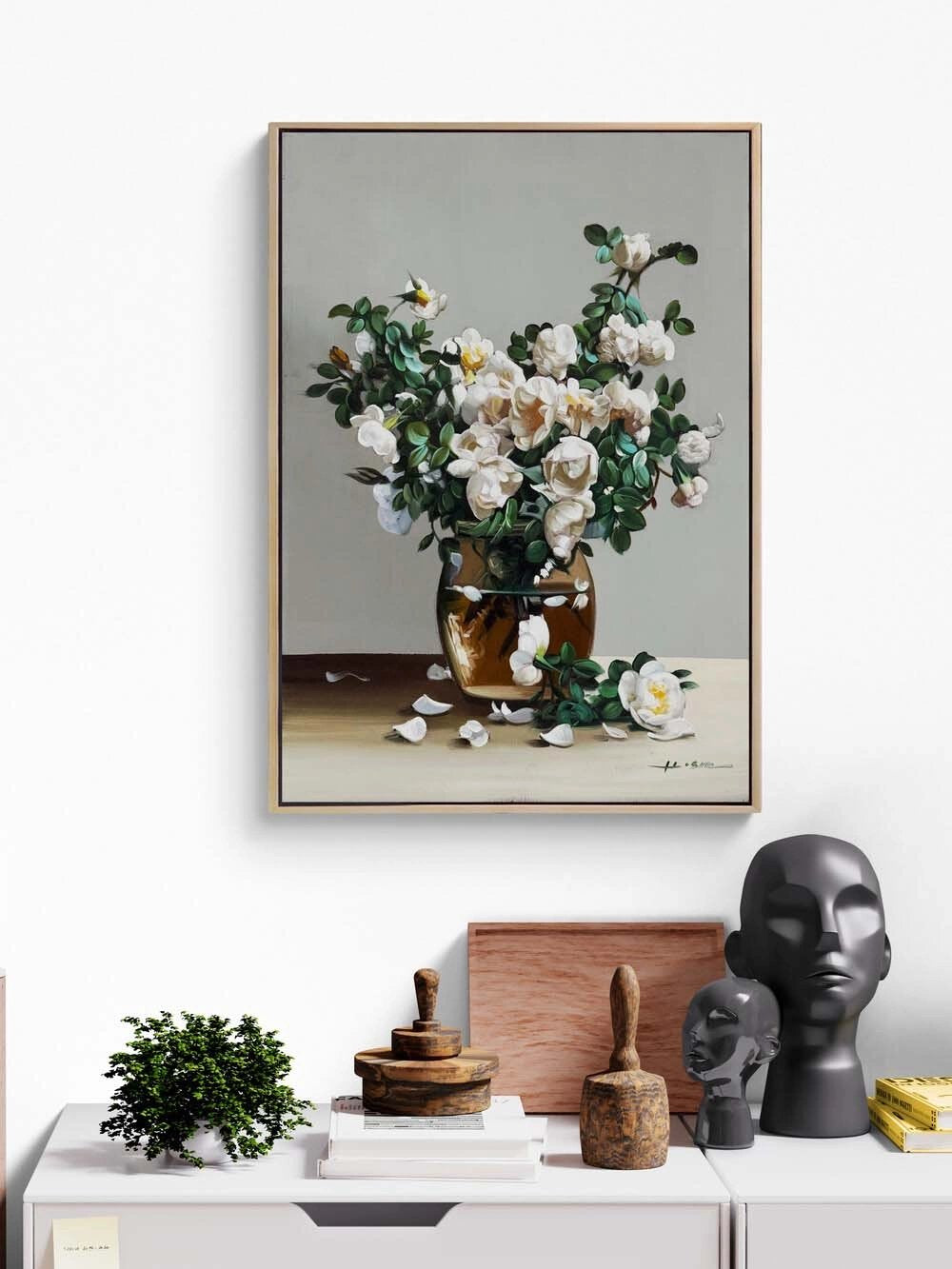 Beyaza Açan Manolya Yağlı Boya Tablosu