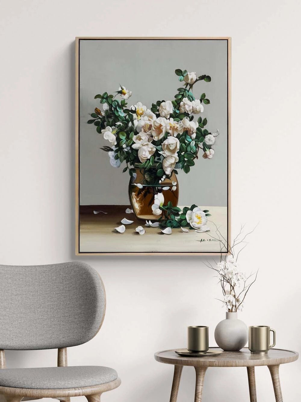 Beyaza Açan Manolya Yağlı Boya Tablosu