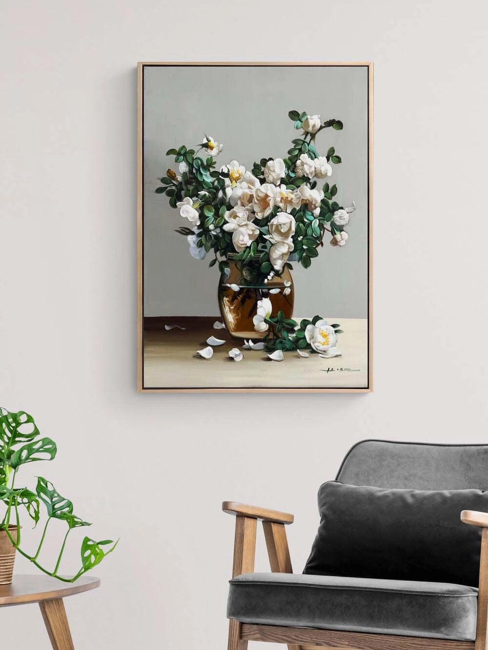 Beyaza Açan Manolya Yağlı Boya Tablosu