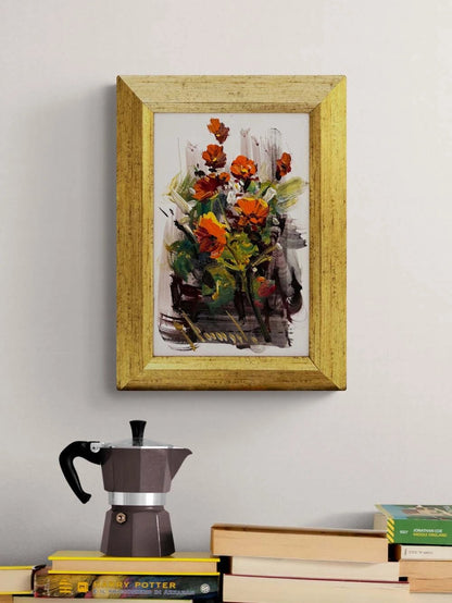 Beyazda Açan Çiçekler Yağlı Boya Tablosu