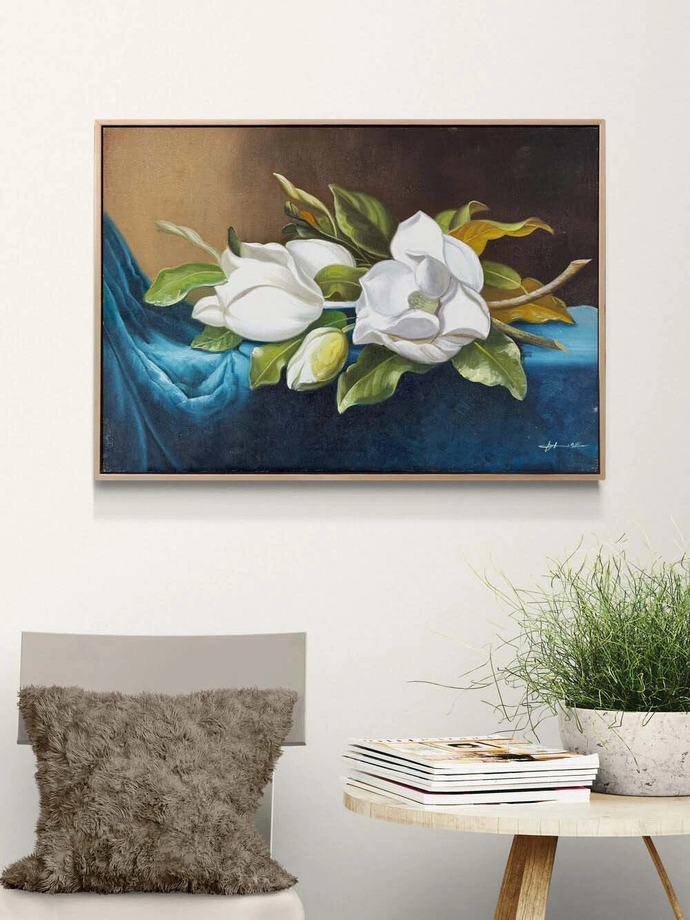 Bir Demet Manolya Yağlı Boya Tablosu