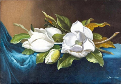 Bir Demet Manolya Yağlı Boya Tablosu