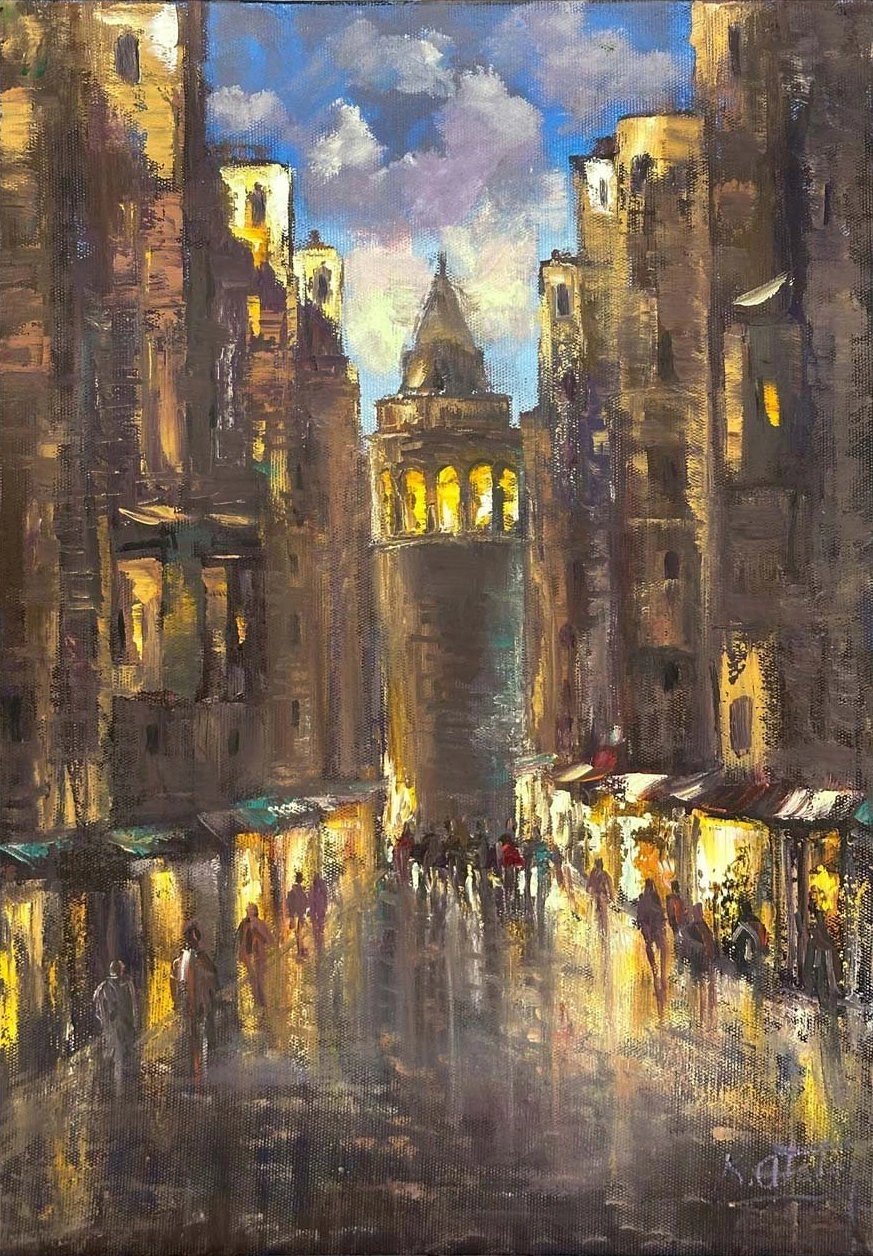 Bir Gün Galata'da Yağlı Boya Tablosu Simurg Sanatevi