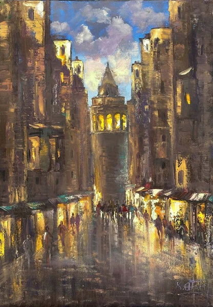 Bir Gün Galata'da Yağlı Boya Tablosu Simurg Sanatevi