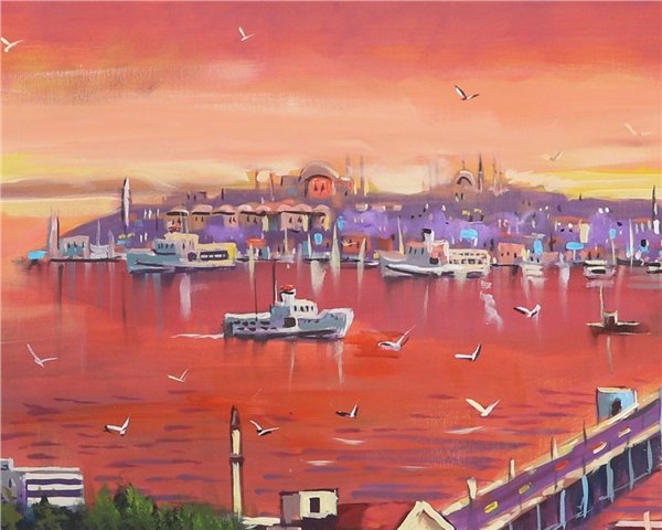 Boğazın Günbatımı Şarkısı Yağlı Boya Tablosu