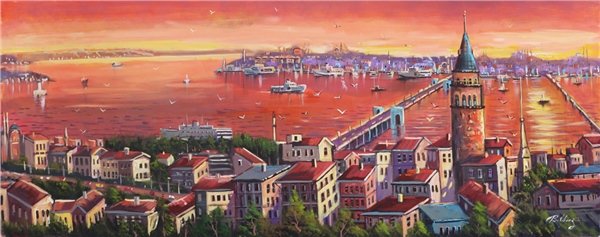 Boğazın Günbatımı Şarkısı Yağlı Boya Tablosu