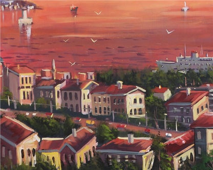 Boğazın Günbatımı Şarkısı Yağlı Boya Tablosu