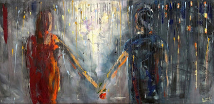 Birleşen Kalp Atışları Yağlı Boya Tablosu