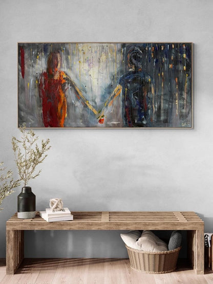 Birleşen Kalp Atışları Yağlı Boya Tablosu