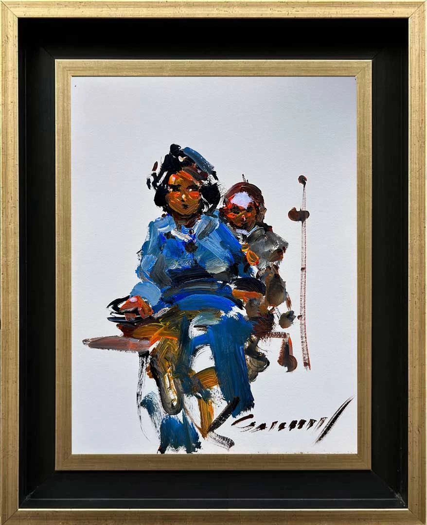 Bisiklete Binenler Yağlı Boya Tablosu