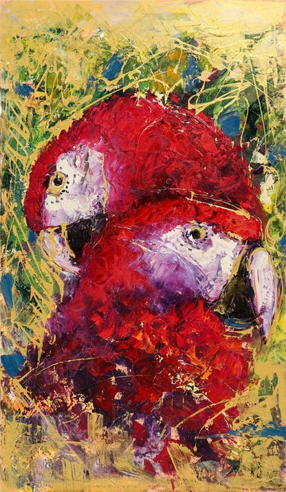 Papağanların Sonsuz Sevgisi Yağlı Boya Tablosu