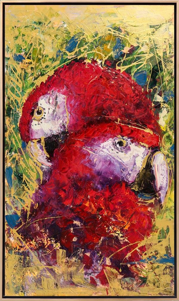 Papağanların Sonsuz Sevgisi Yağlı Boya Tablosu