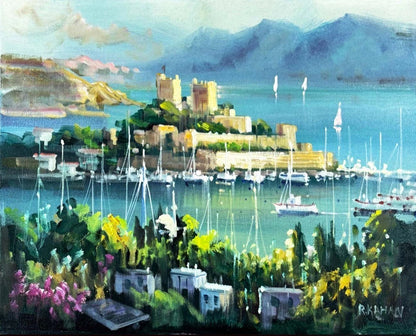 Bodrum Kalesi Mavisi Yağlı Boya Tablosu